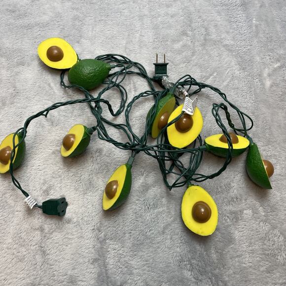 Avocado String Lights One Strand 10 Lights Green Yellow Foodie 147"/12.25 Feet - Picture 2 of 4